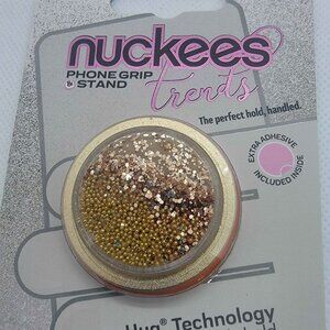 Nuckees trends Phone Grip & stand  gold color glitter & beaded Design